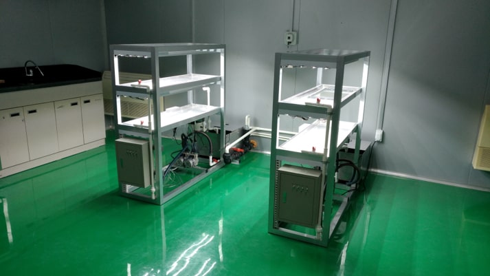Image of vertical farm lighting system activation of N vertical farm company