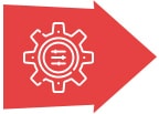 Icon of adjustment and cogwheel in rightward arrow