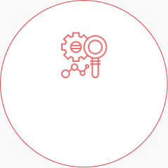 Icon of cogwheel and inspection