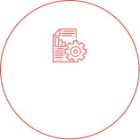 Icon of cogwheel and data sheet